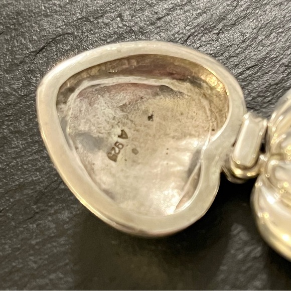 Sterling Silver Bubble Puff Swivel Heart Reversible Pendant - Picture 14 of 15